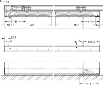 Rail de guidage, Eku Porta 60/100 HMD, garniture