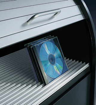 Sistema de armazenagem de CD/DVD, alumínio, cor prata anodizado