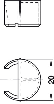 Ligador RTA, Rasant-Tab, para aparafusar no furo Ø 3 ou 5 mm