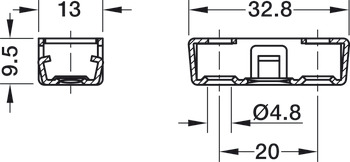 Ligador RTA, Elemento interior RV/U-T3, com sistema de clip