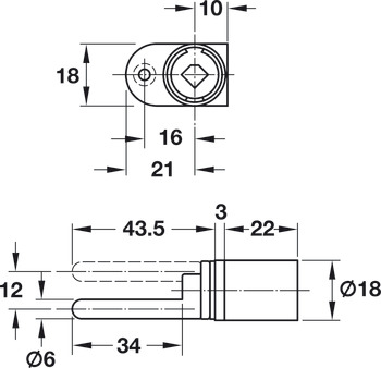 Fechadura de cilindro central de rotação no puxador, symo, com placa de montagem de um lado