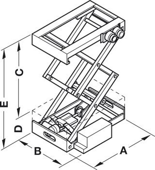 Sistema elevatório, Mecanismo duplo em tesoura, capacidade de carga 80 – 120 kg