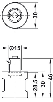 Puxador giratório, Symo, comprimento de 30 mm
