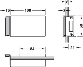 Contra-caixa para porta de vidro, GHR 202 e 203, Startec