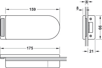 Conjunto de fixação de contra-caixa para portas de vidro, GHR 102 e 103, Startec