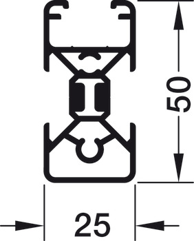 conjunto, Häfele Versatile, com perfil fechado de 1 lado, montagem em L com ligador de canto de design