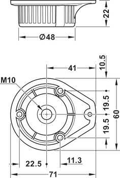 Placa de montagem, para sistema de rodapé Häfele AXILO<sup>®</sup> 48