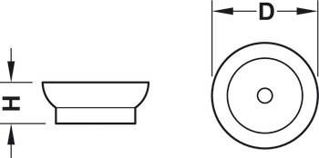 Deslizadores, redondo, para embutir com diâmetro de 17 mm