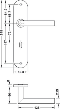 Conjunto de puxadores de porta, Aço inox, Startec, modelo LDH 0171