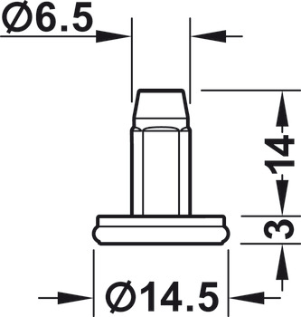 Elemento de base, redondo, para deslizadores com diâmetro de 20 e 25 mm