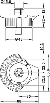 Placa de montagem, para sistema de rodapé Häfele AXILO<sup>®</sup> 48