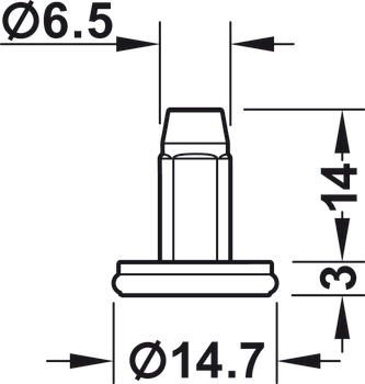 Elemento de base, redondo, para deslizadores com diâmetro de 20 e 25 mm