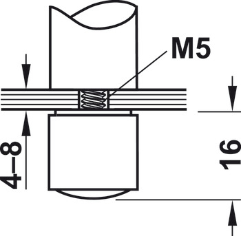 Suporte de vareta, sistema de tubos decorativos, para 1 vareta de 10 mm, coluna central