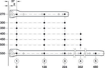 Sistema de laterais de gaveta, parede simples, Häfele Matrix Box Single A25, extração parcial, altura 118 mm, branco, RAL 9010