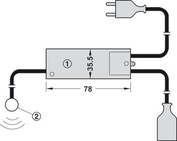 Interruptor de sensor para porta, Comutação ligar/desligar, porta aberta = luz acesa / porta fechada= luz apagada, 230 V