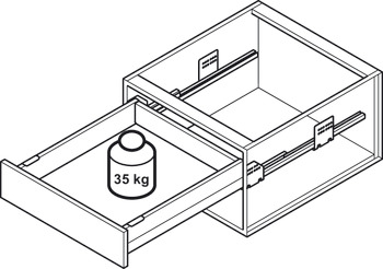 Conjunto de gaveta interna, Häfele Matrix Box P35, altura da lateral de gaveta 92 mm, capacidade de carga 35 kg