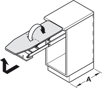 Tábua de engomar, Ironfix, para instalação por trás do painel frontal de gaveta