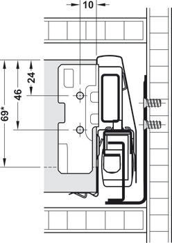 Conjunto de gaveta interna, Häfele Matrix Box P70, altura da lateral de gaveta 92 mm, capacidade de carga 70 kg