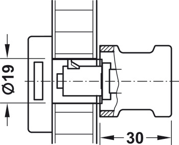 Puxador giratório, Symo, comprimento de 30 mm