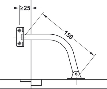 Restrição do ângulo de abertura de porta, aço, comprimento de 150 mm