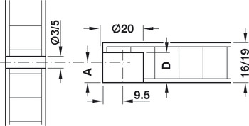 Ligador RTA, Rasant-Tab, para aparafusar no furo Ø 3 ou 5 mm