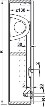 Ferragem elevatória de suspensão, Senso+, para portas de duas peças com divisão 2:1