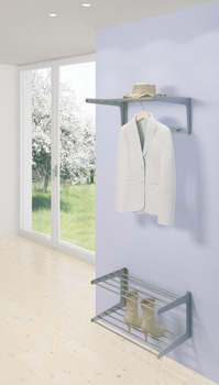 Garderob, av rostfritt stål, med 4 krokar, För väggmontage
