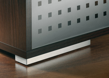 Designad möbelfot, utan höjdinställning, rostfritt stål