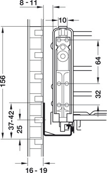 underskåp-frontutdrag, Kesseböhmer, löpbanesystem, Med utdragbar trådhylla