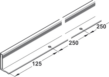 Grepplist, av aluminium, för skjutdörrar av trä, Längd: 2500 mm