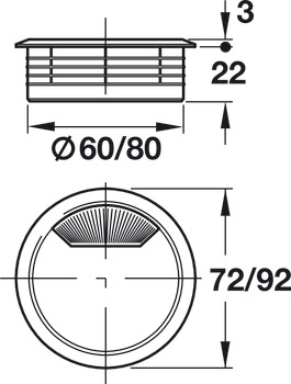 kabelgenomföring, Borrdiameter 60 eller 80 mm