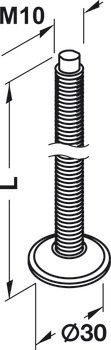 ställskruv, gänga M10, vridbar, Längd 60–120 mm