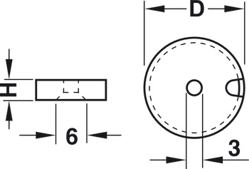 Grund-/glidelement, rund, För glidfotsinsatser diameter 17–50 mm