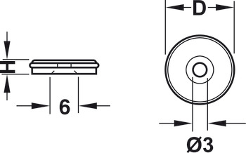 Grund-/glidelement, rund, För glidfotsinsatser diameter 17–50 mm
