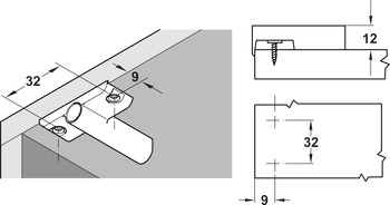 kryssadapterplatta, för dörrdämpare, med positioneringshjälp