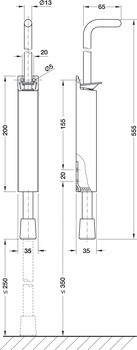 dörrhållare, KWS, Lyft 250 mm