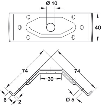 Bordbensbeslag för sargbord, höjd 40 mm
