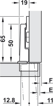 Grytgångjärn, Blum Modul 95°, för lösningar med kylskåpsdörr