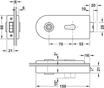 Profilcylinderlås till glasdörr, GHR 102 och 103, Startec