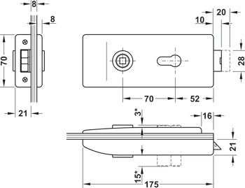 Profilcylinderlås till glasdörr, GHR 202 och 203, Startec