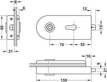 Profilcylinderlås till glasdörr, GHR 112 och 113, Startec