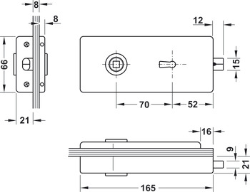 Enkelt lås för glasdörr, GHR 412 och 413, Startec