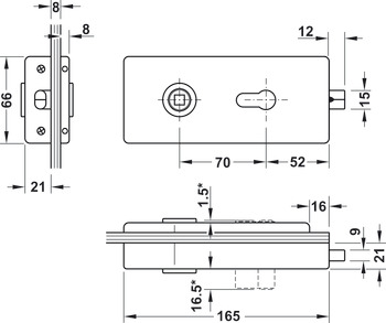 Profilcylinderlås till glasdörr, GHR 412 och 413, Startec