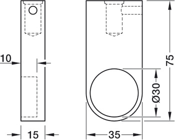väggfäste för garderobsrör, För garderobsrör runt Ø 30 mm