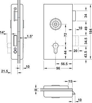 Profilcylinderlås till glasdörr, 4220, FSB