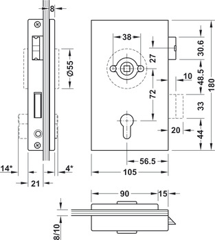 Profilcylinderlås till glasdörr, GHP 203, Startec