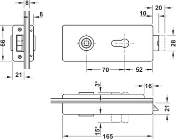 Profilcylinderlås till glasdörr, GHR 402 och 403, Startec