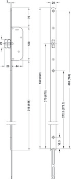 Stolpförlängning SECURY 21 med extraregel, Stolplängd 500 mm, rostfritt stål