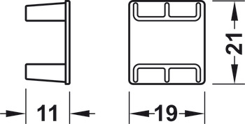 Hyllkoppling, för Häfele Dresscode aluminiumramsystem