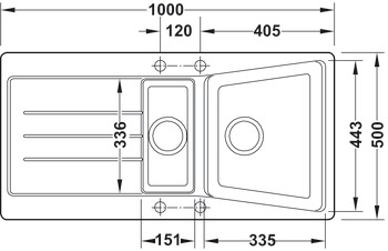 diskbänk, Häfele påbyggnadsdiskbänk AS02B, med avrinningsvask